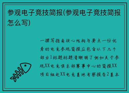 参观电子竞技简报(参观电子竞技简报怎么写)